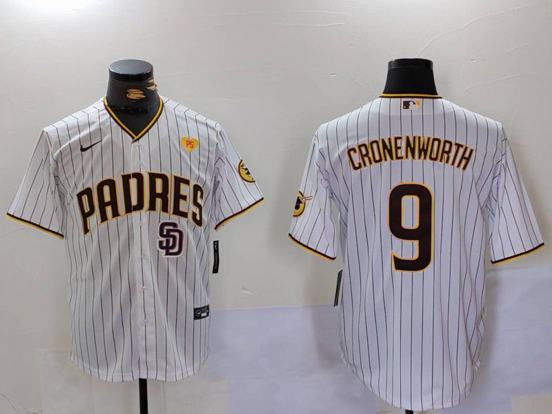 Men San Diego Padres #9 Cronenworth White Stripe Game 2024 Nike MLB Jersey style 6->women mlb jersey->Women Jersey